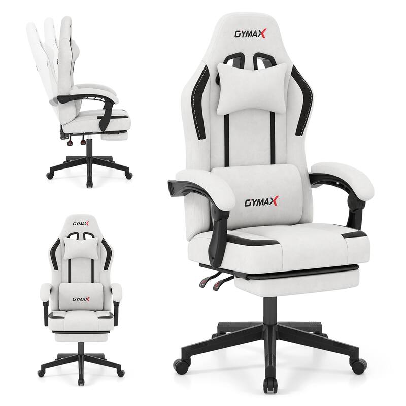 Gymax Gaming Chair w/ Headrest Reclining Backrest Lumber Support - Adjustable Arms - Assembly Required - Faux Leather - overstock.com/bedbathandbeyond.com - Grey