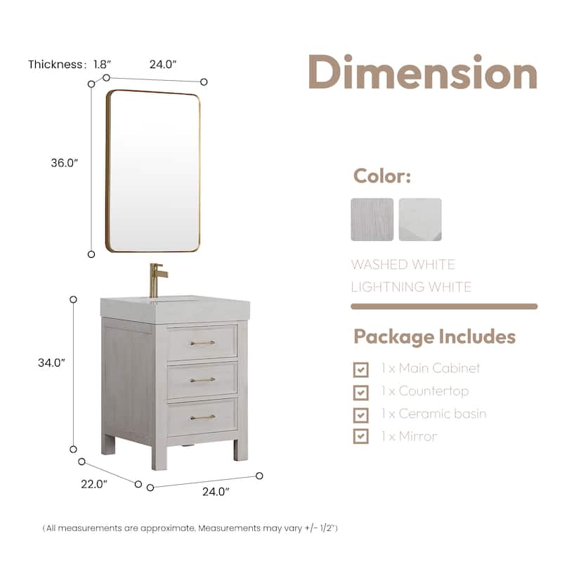 Leon 24 in. Single Bathroom Vanity with Composite Stone Top