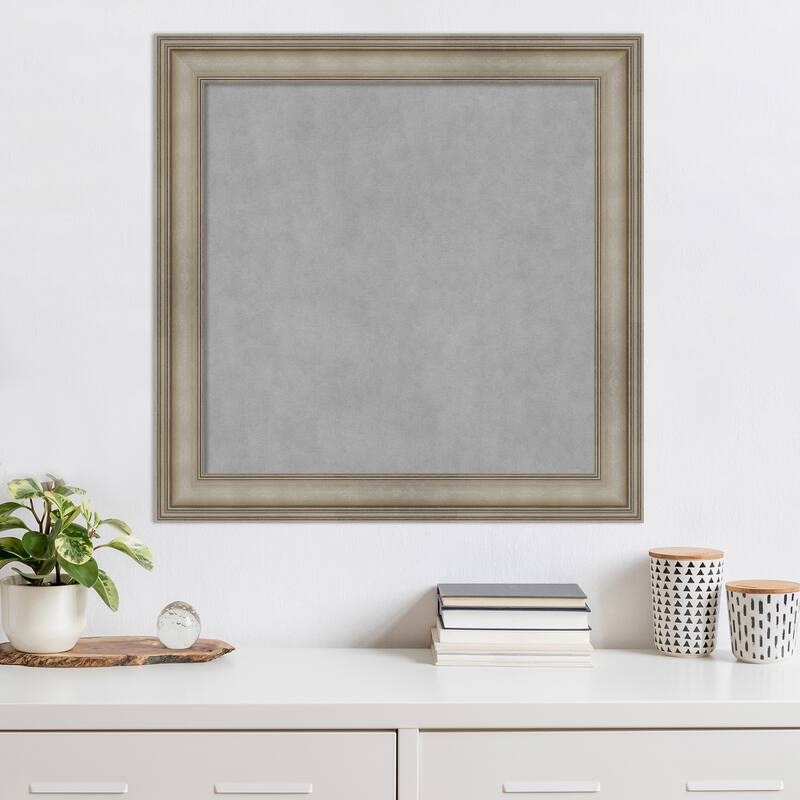 Amanti Art Mezzanine Antique Silver Narrow Framed Magnetic Board