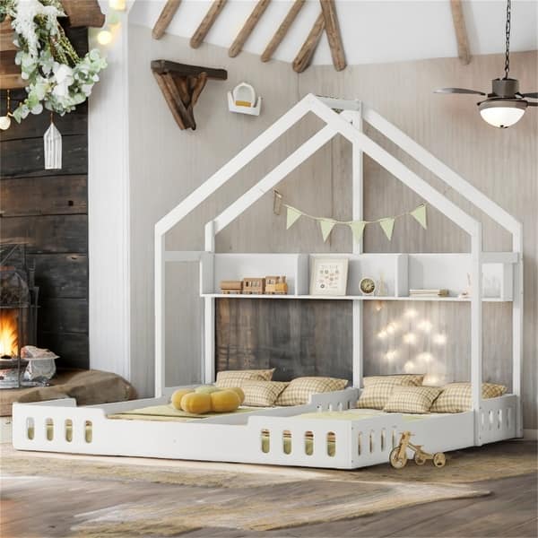 slide 2 of 24, L-Shaped Bunk Bed with Slide and Ladder White