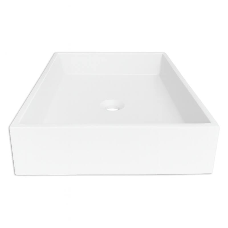 20 inch Brillare Matte White Solid Surface Rectangular Vessel Sink