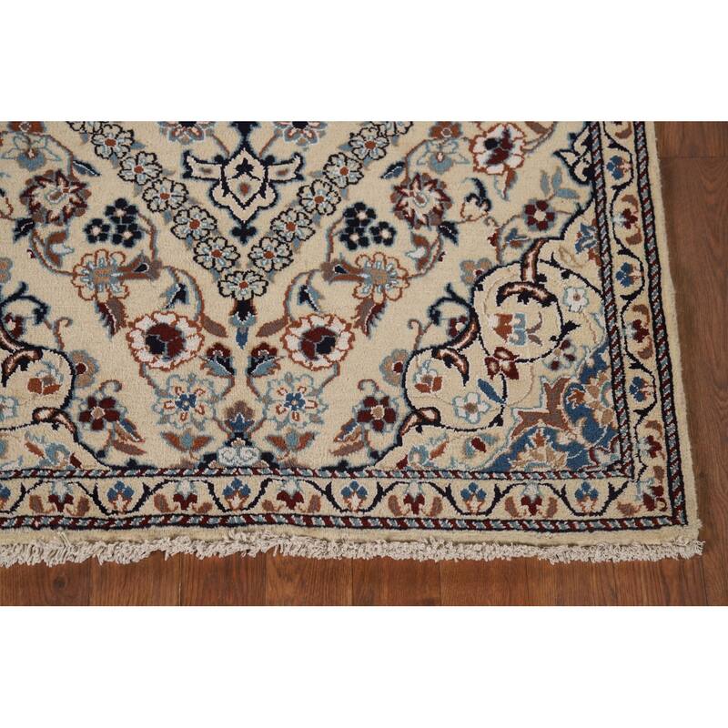 Traditional Floral Nain Foyer Rug Hand-Knotted Wool Carpet - 2'11" x 4'4"