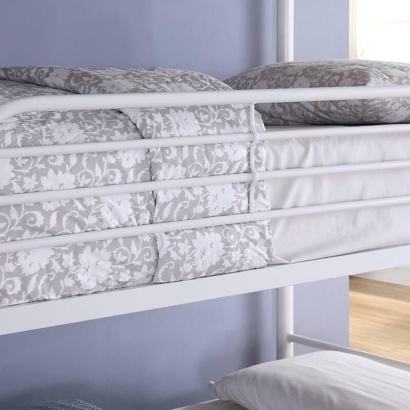 Zord Transitional Twin Metal Triple Bunk Bed with Slatted Guardrails by Furniture of America