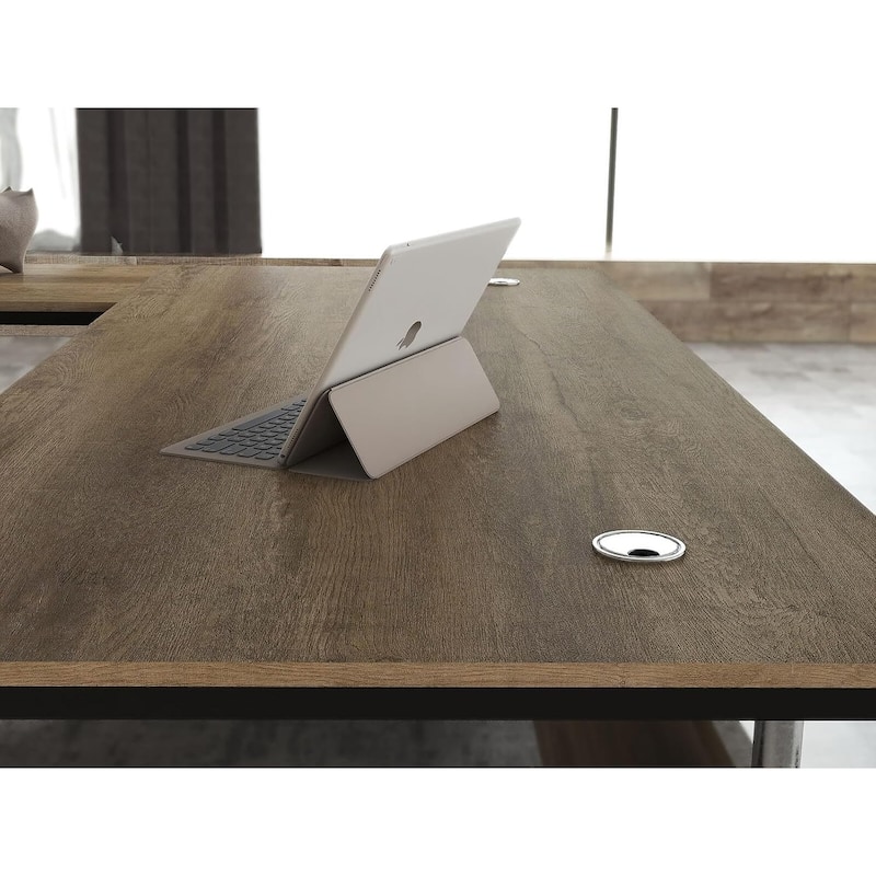 63-inch L Shaped Executive Desk, Industrial Modern Office Desk with 3 Storage Drawers