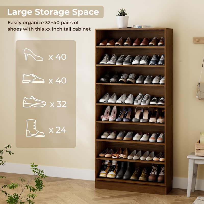 40 Pair Shoe Cabinet with Adjustable Shelves, Large Shoe Storage Rack for Closets, Mudrooms, Entryways
