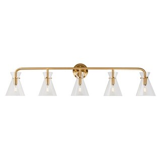 Beaker 5-Light Soft Gold Bath Vanity Light with Clear Glass - Soft Gold