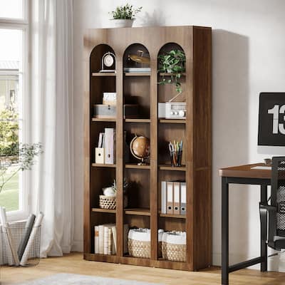 5-Tier Arched Bookshelf, 70.87-Inch Tall Bookcase for Home Office, Living Room - 39.37" W x 11.81" D x 70.87" H