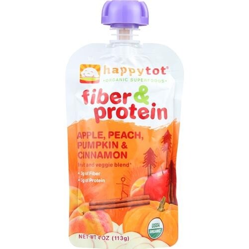 Happy Family - Stage 4 Baby Food Organic Fiber & Protein Peach ( 16 - 4 OZ)