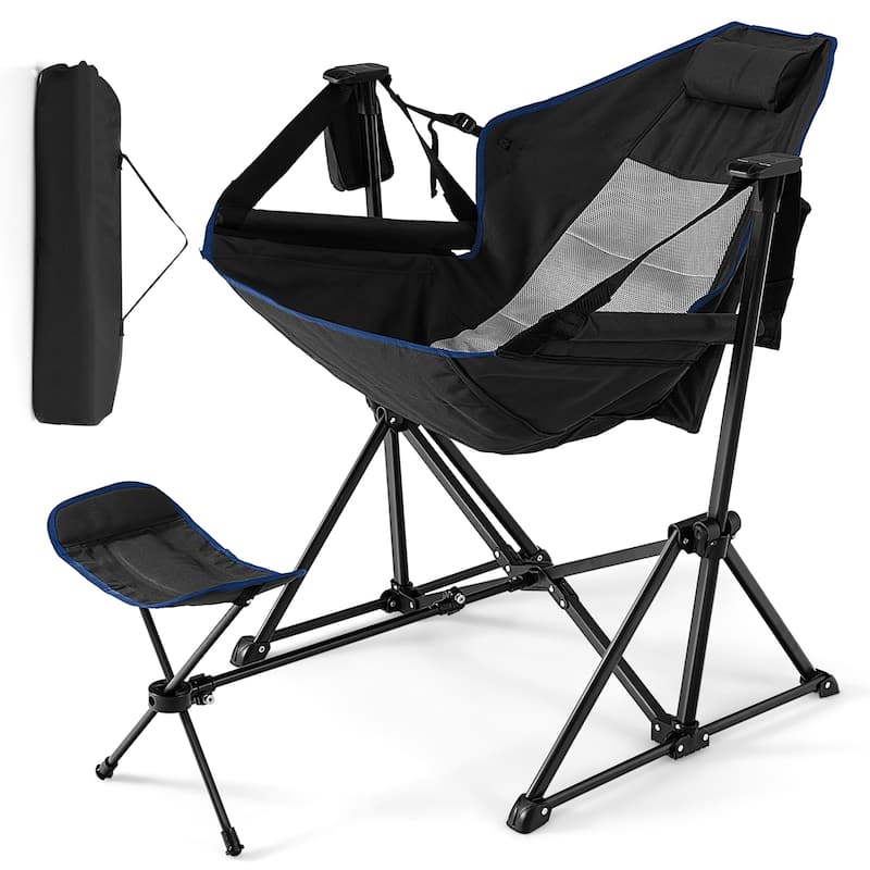 Outdoor Rocker Camping Chair Rocking Chair with Removable Footrest On