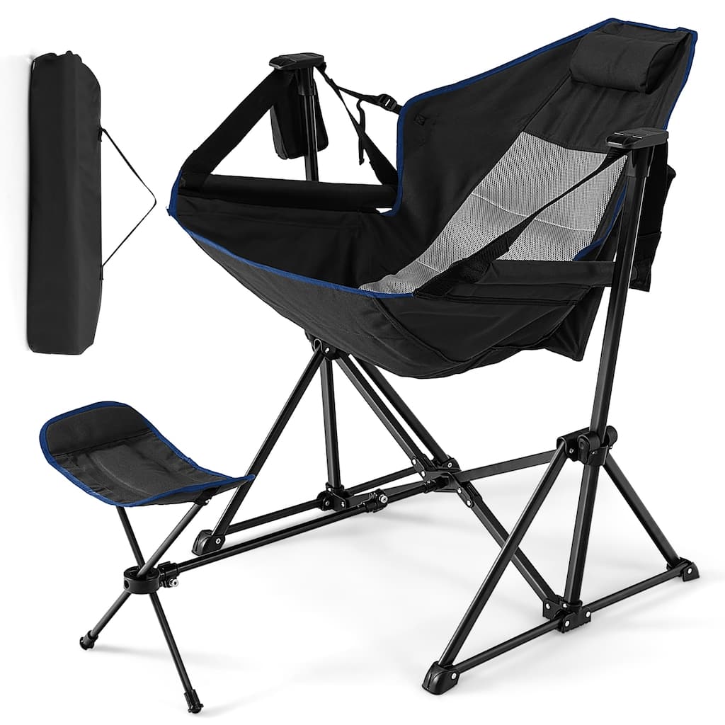 Outdoor Rocker Camping Chair Rocking Chair with Removable Footrest