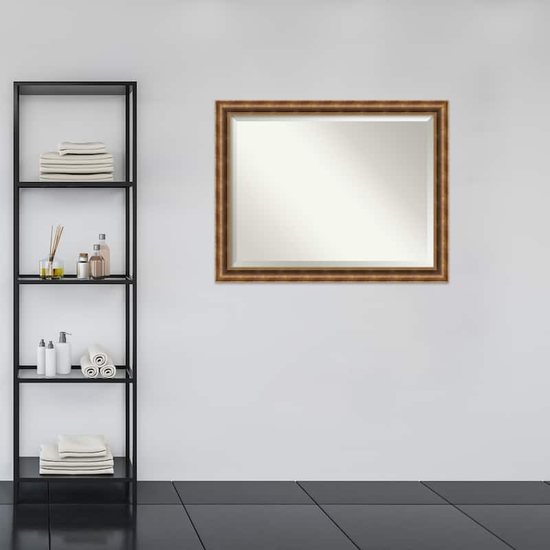 Beveled Wood Bathroom Wall Mirror - Manhattan Bronze Frame - Outer Size: 45 x 35 in