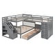 preview thumbnail 26 of 25, L-Shaped Triple Bunk Bed With 3 Drawers, Desk and Wardrobe, Espresso