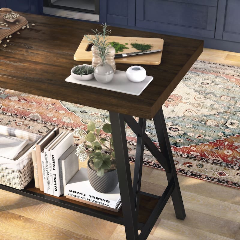 Industrial Weathered Oak 47-inch Wide Wood Top Counter Height Table by Furniture of America