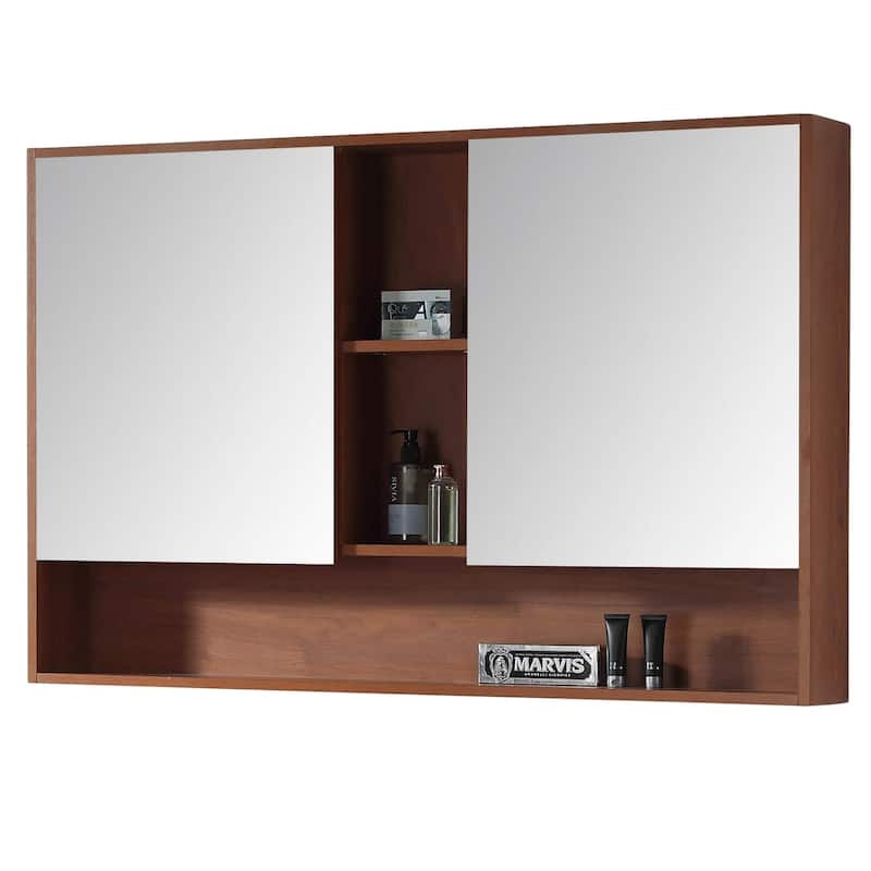 Fine Fixtures Surface Mount Bathroom Medicine Cabinet - 48" - Spicy Walnut