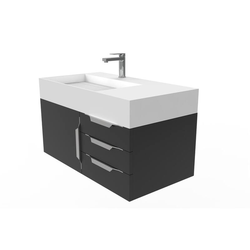 Amazon 36" Wall Mounted Bathroom Vanity Set w/ White Top