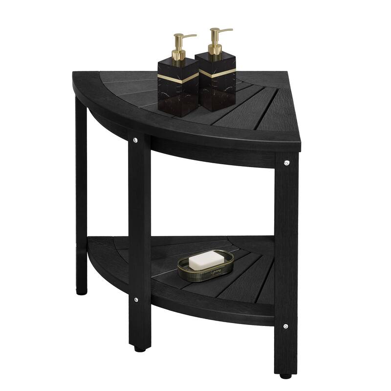 Lumber Shower Bench 18" Shower Stool Corner Bench with Storage Shelf Shower Seat