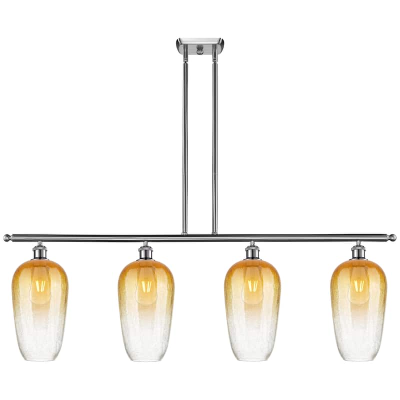 Innovations Lighting Endless Possibilities Ballston - Brookhaven Flute - 4 Light 48" Stem Hung Island Light - Amber/Brushed Satin Nickel