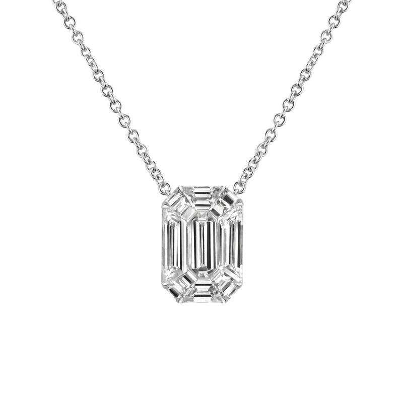 Auriya 14k Gold 1/2ctw Emerald-cut Diamond Necklace (E-F, VS1-VS2) - White - White