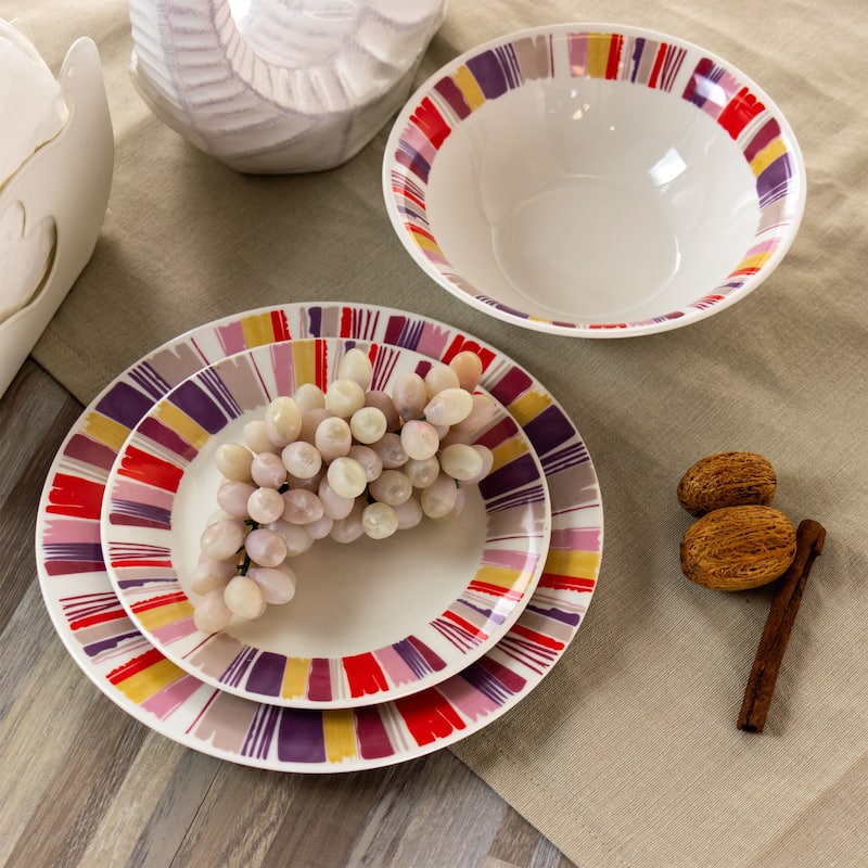 12 Piece Ceramic Dinnerware Set Multi Color