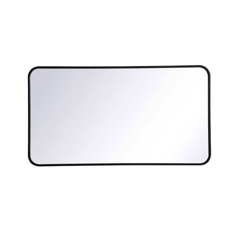 Ezra Soft Corner Metal Rectangular Mirror - 22" x 40" - Black