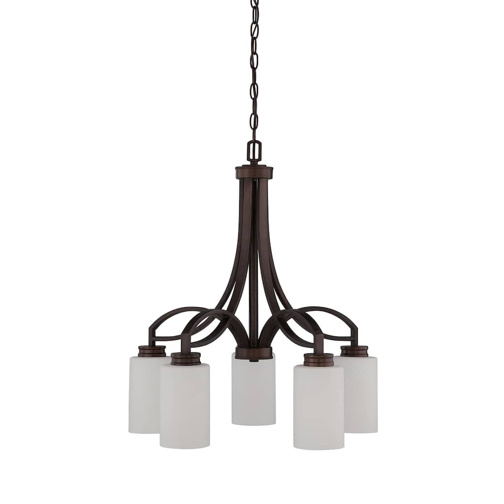 Dalton 5-Light Chandelier, Metal Down Light Ceiling Fixture with Glass Shades