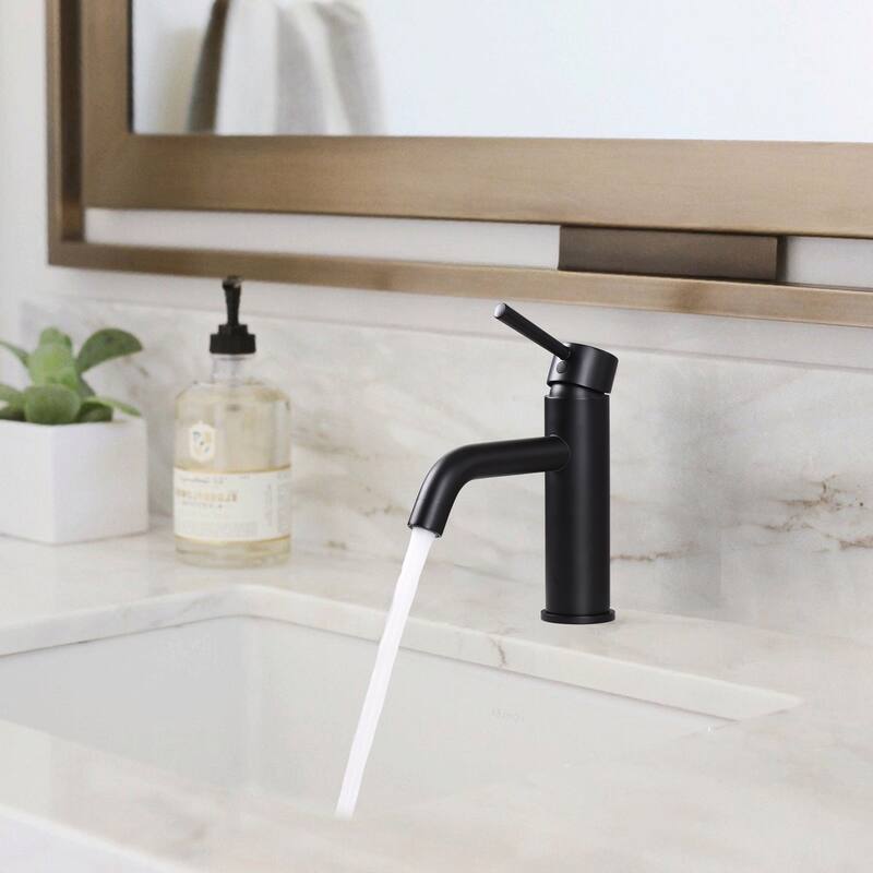 Single Handle Bathroom Sink Faucet, Bathroom Vanity Basin Faucet - Matte Black