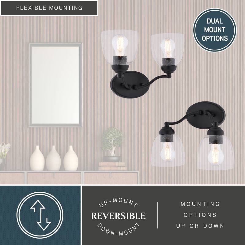 Bellwood Traditional Bathroom Vanity Wall Lighting Fixture, Glass Shade, Dimmable, LED Compatible, Over the Mirror Mount