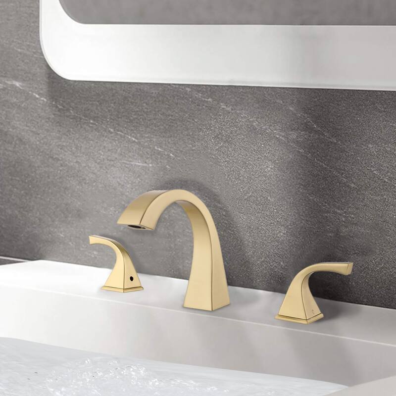 Brushed Gold 2-Handle Three Hole Widespread Bathroom Faucet