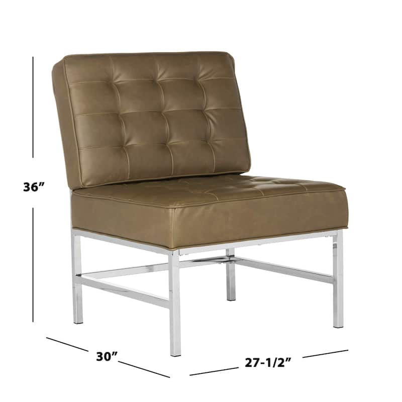 SAFAVIEH Suzan Mid-Century Modern Leather Antique Taupe Club Chair - 27.5"x30"x36" - 28Wx30Dx36H