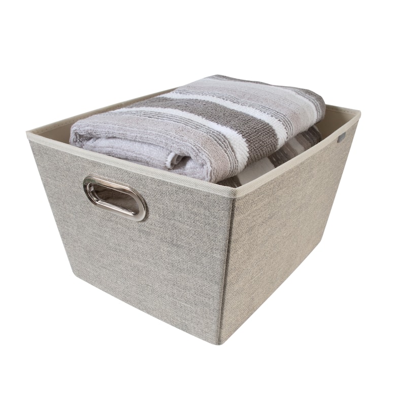 Simplify Large Grommet Storage Bin in Faux Jute - L17"x W14"x H10"