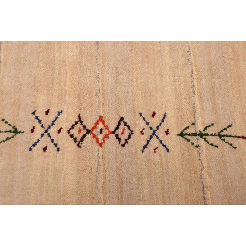 ECARPETGALLERY Hand Loomed Kashkuli Gabbeh Light Khaki Wool Rug - 4'8 x 6'11