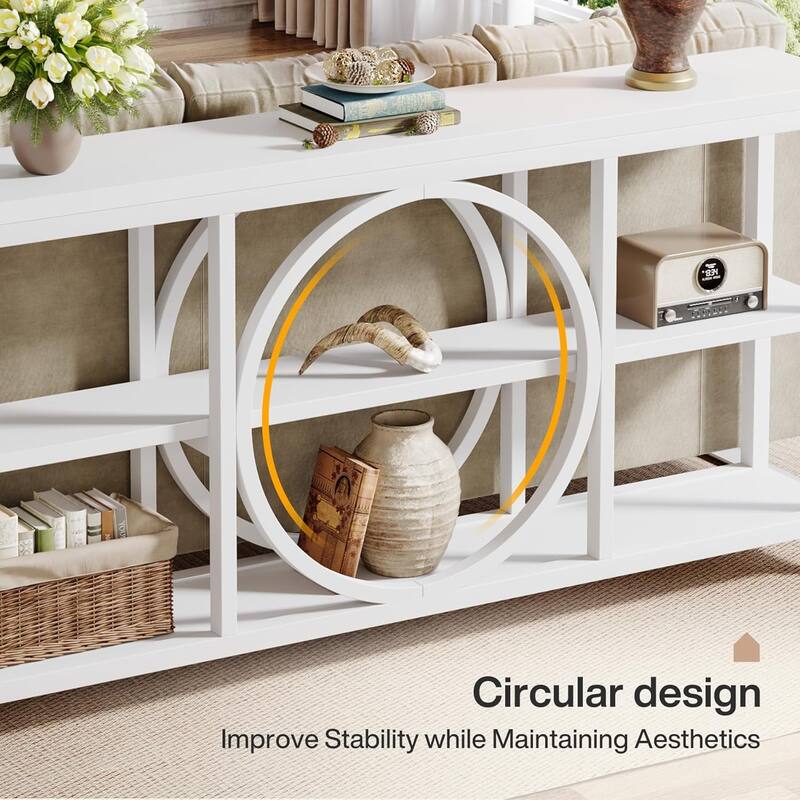 70.9" Extra Long Console Table Sofa Table Behind Couch with Wood Storage Shelves Metal Frame for Entryway/Living Room/Hallway