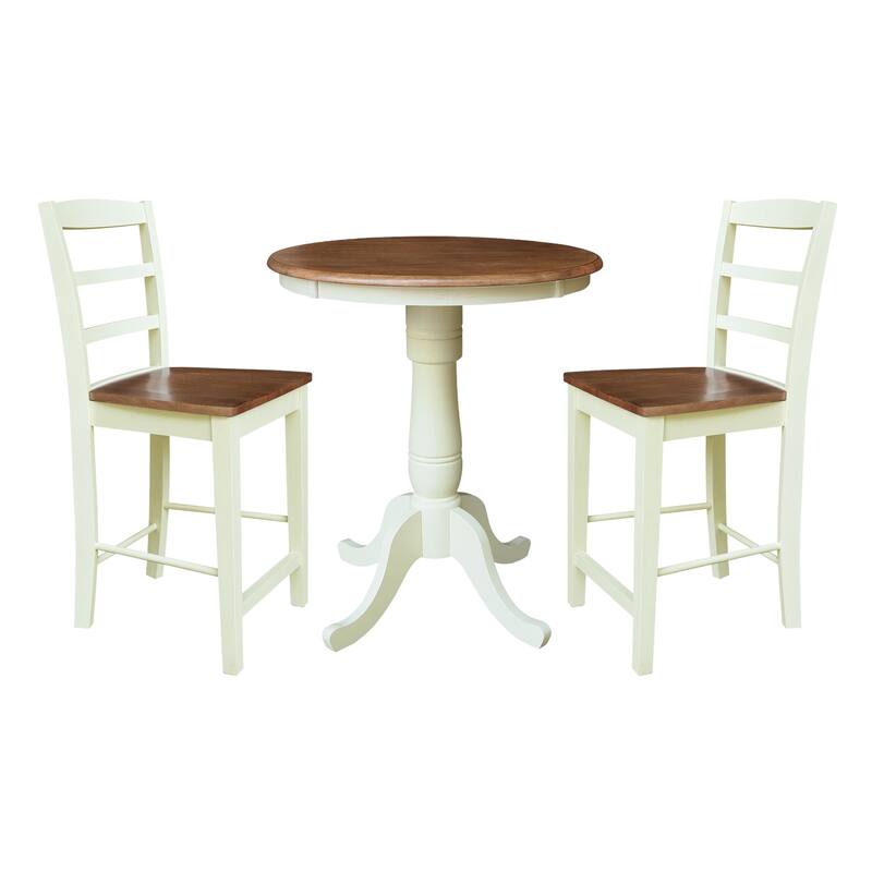 30" Round Pedestal Counter Height Table with Madrid Stools