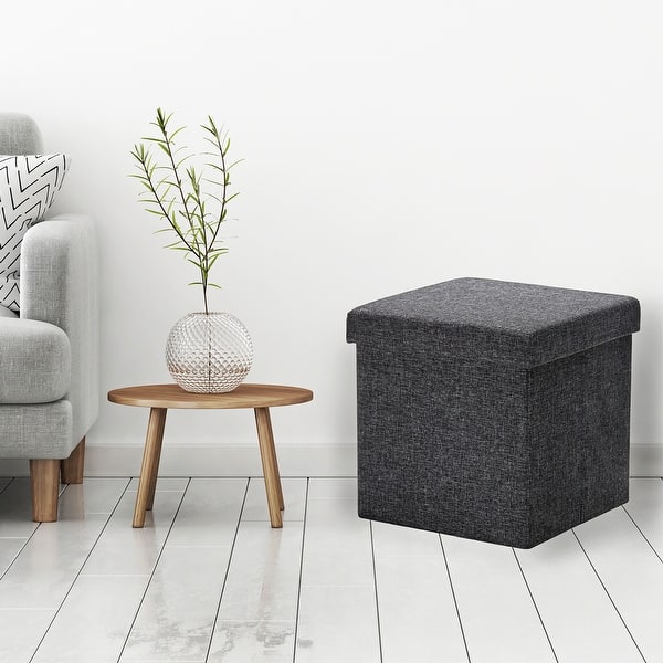 Porch Den Danbury Charcoal Grey Foldable Storage Ottoman Overstock 10416350 Charcoal Remove the cushion top to reveal a generous storage area for. porch den danbury charcoal grey