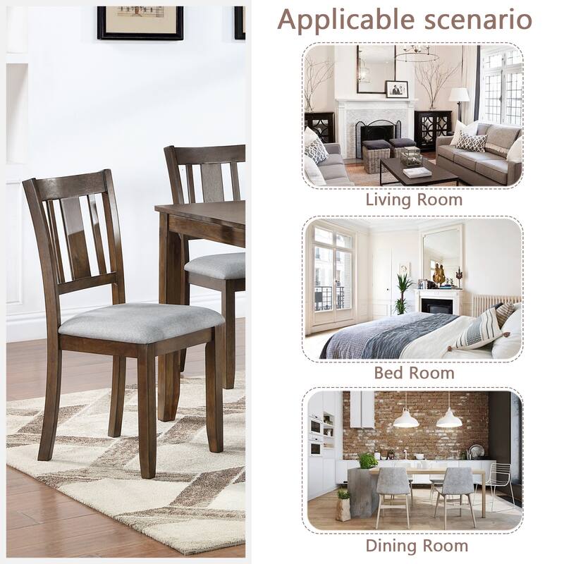 Wooden Dining Chairs Set of 4, Kitchen Chair with Padded Seat, Upholstered Side Chair for Dining Room, Living Room