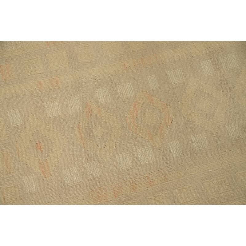 Hand Woven Oriental 100% Wool Carpet Southwestern Tribal Beige & Ivories Kilim Area Rug - 3' 9'' X 2' 1''