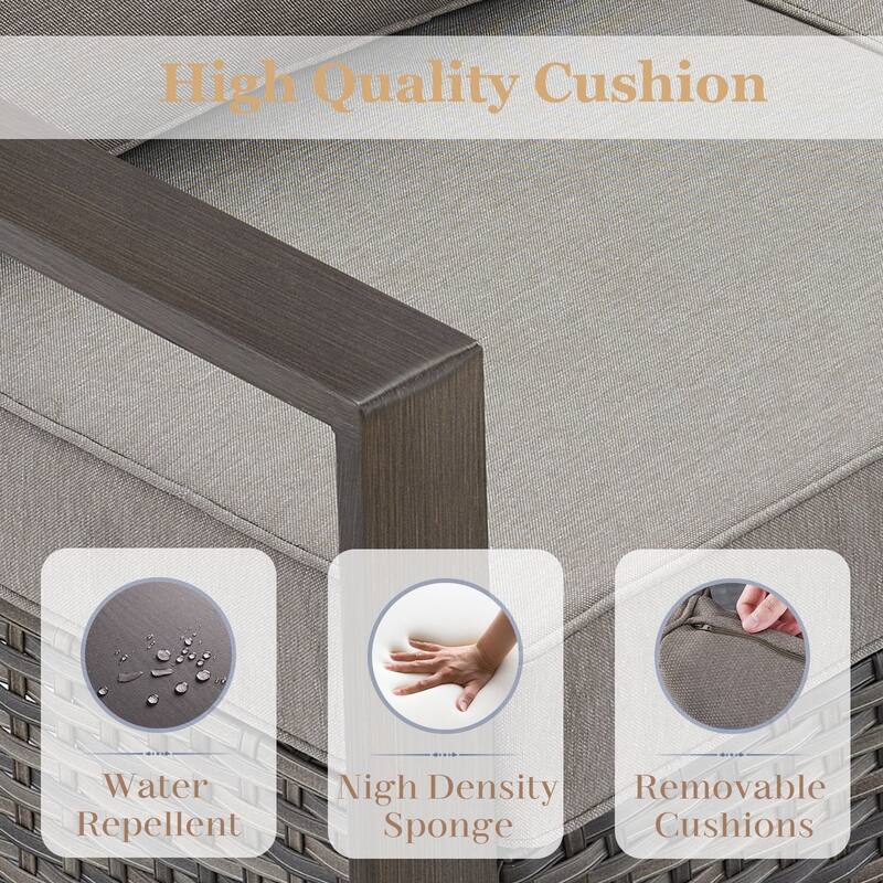 Pocassy 4/6/8PCS Sofa Swivel Chair with Fire Pit Table Set