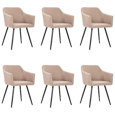 vidaXL Dining Chairs 6 pcs Taupe Fabric - 21.3" x 24.4" x 31.5"