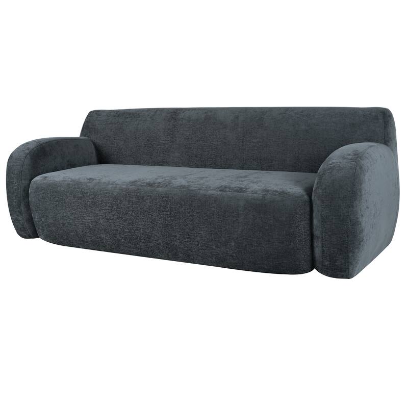 81.5" Polyester Curved 3-Seater Sofa with Ergonomic Armrests, High-Density Foam, and No Assembly Required
