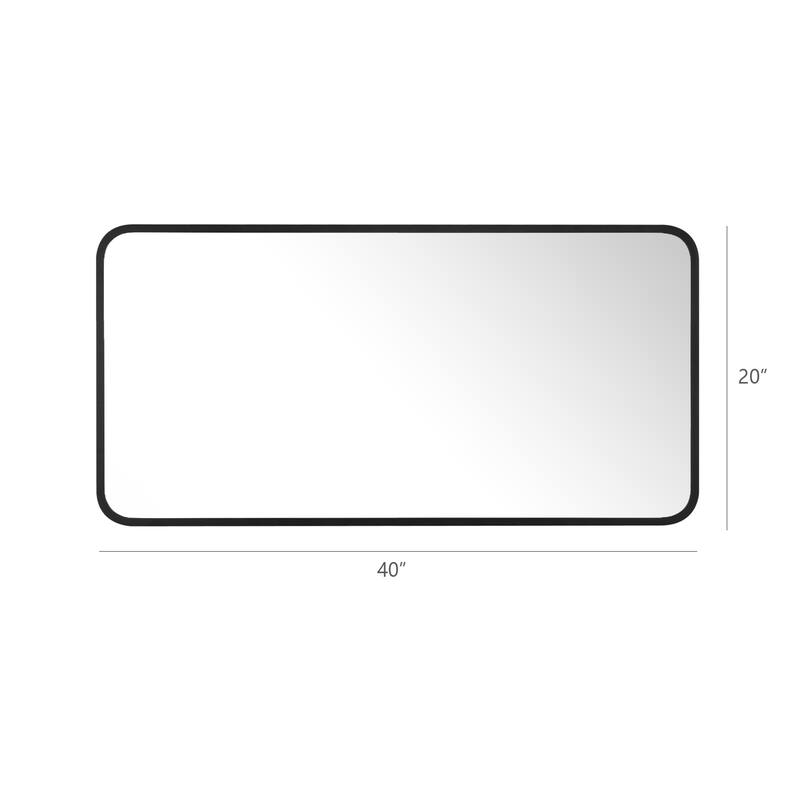 Ledel Modern Rounded Rectangular Metal Framed Bathroom Vanity Mirror