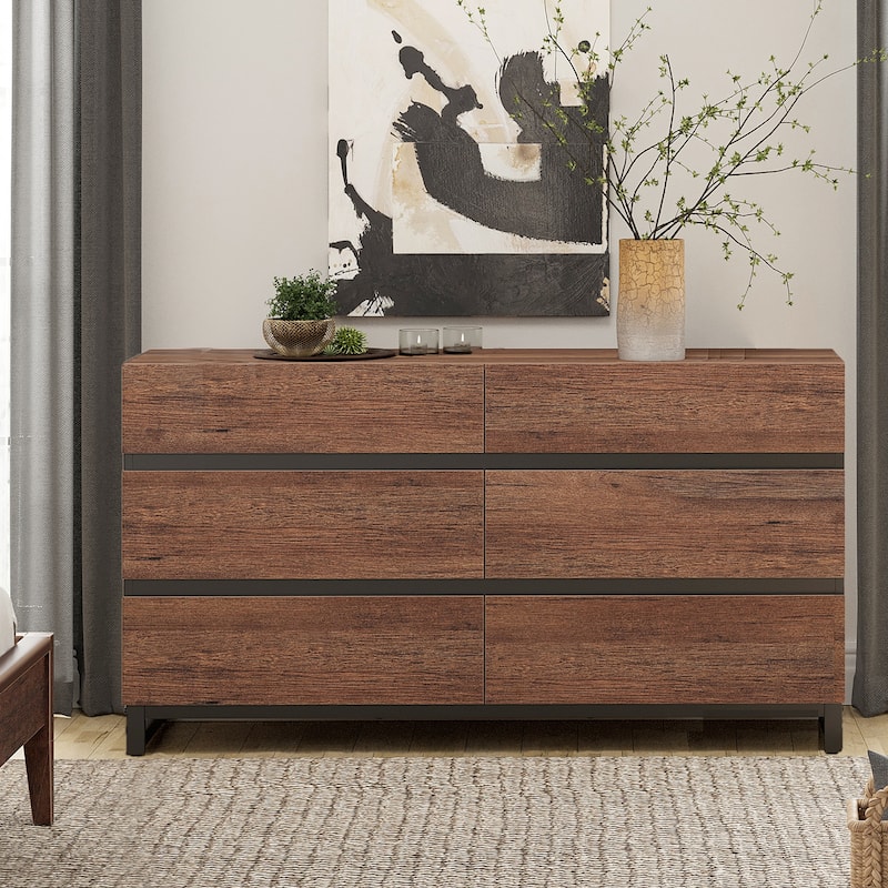 WAMPAT Dresser for Bedroom, Closet Organizers and Storage with Drawers, Chest of Drawers with Metal Base, Modern Wooden Dresser
