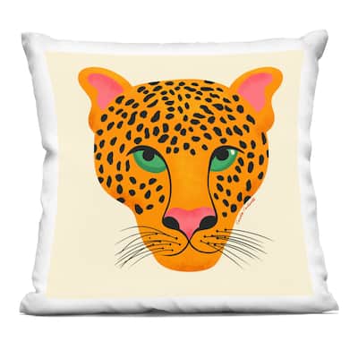 Stupell Modern Leopard Wildlife Face Decorative Printed Throw Pillow Design by Carrie Cantwell