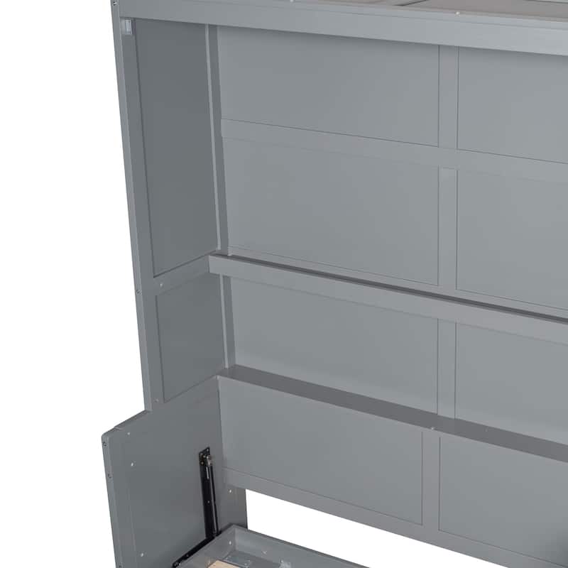 Murphy Bed with Hydraulic Lift System, Queen Size Wall Bed with Closet, Modern Space-Saving Design for Apartments