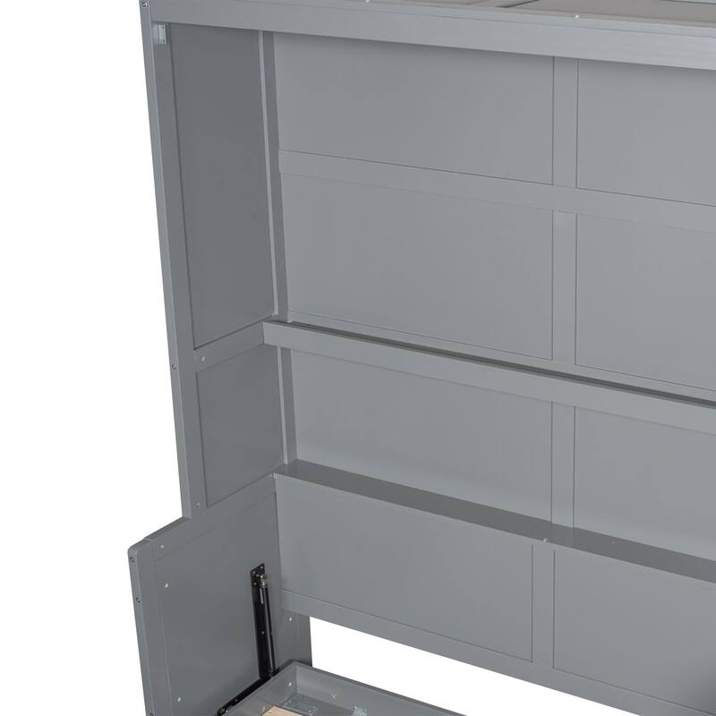 Queen Space-Saving Wall-Mounted Murphy Bed with Built-In Wardrobe and Hydraulic Lift, Side-Folding Design in Modern