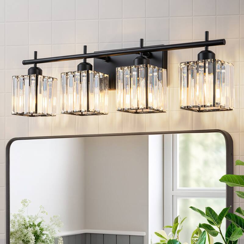 Starsky 3/4-Light Modern Dimmable Bathroom Crystal Vanity Light Wall Sconces with Crystal Shade