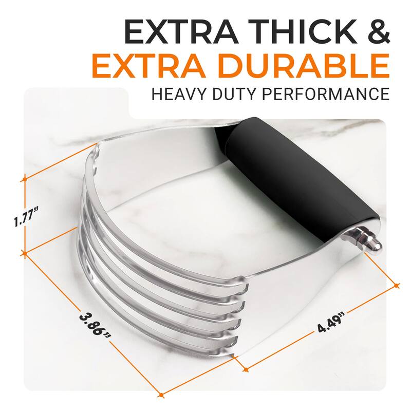 Cheer Collection Stainless Steel Dough Blender with 5 Blades and Non Slip Handle Black