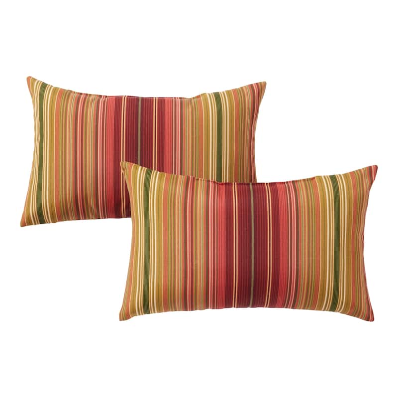 Kinnabari Stripe Outdoor Rectangle Toss Pillows (Set of 2)