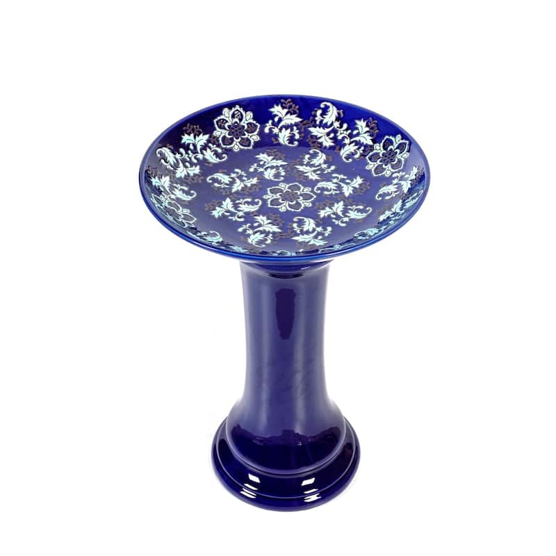 24 Inch Tall Porcelain Pedestal birdbath - 16"x16"x24"