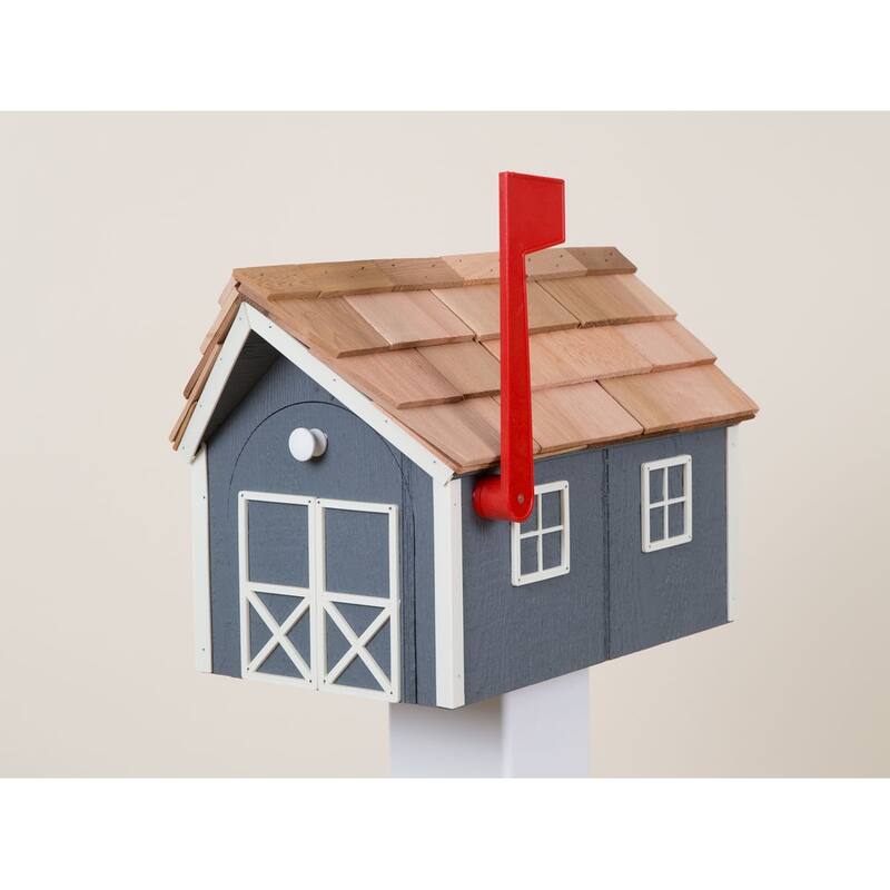 Wooden Mailbox - Dark Grey/White