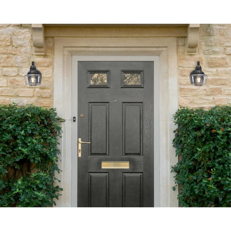 Westinghouse Lighting Eddystone One Light Outdoor Wall Fixture with Dusk to Dawn Sensor, Matte Black Finish, Clear Seeded Glass - 1-Light - Matte Black